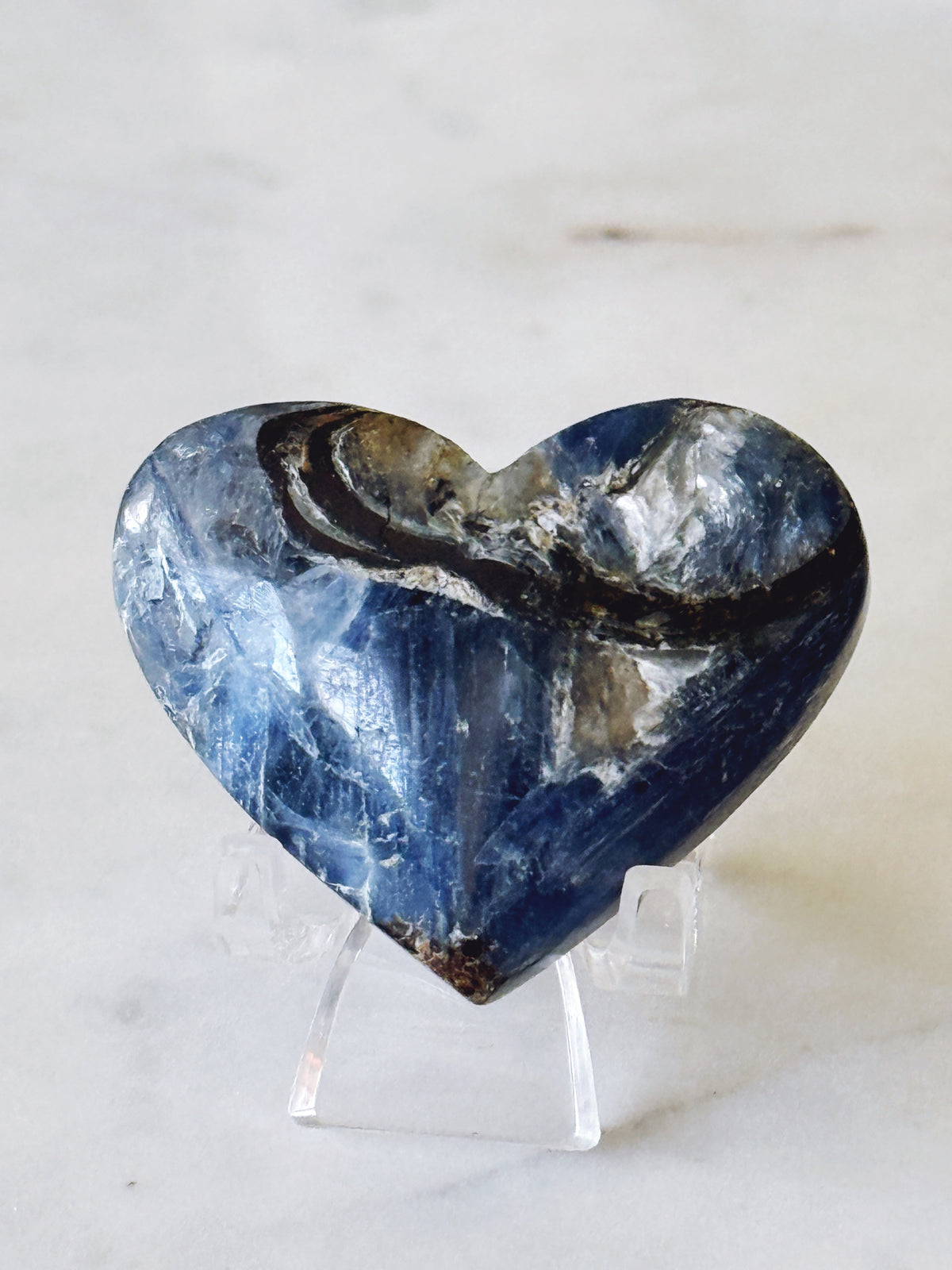 Blue Kayanite Carved Crystal Heart