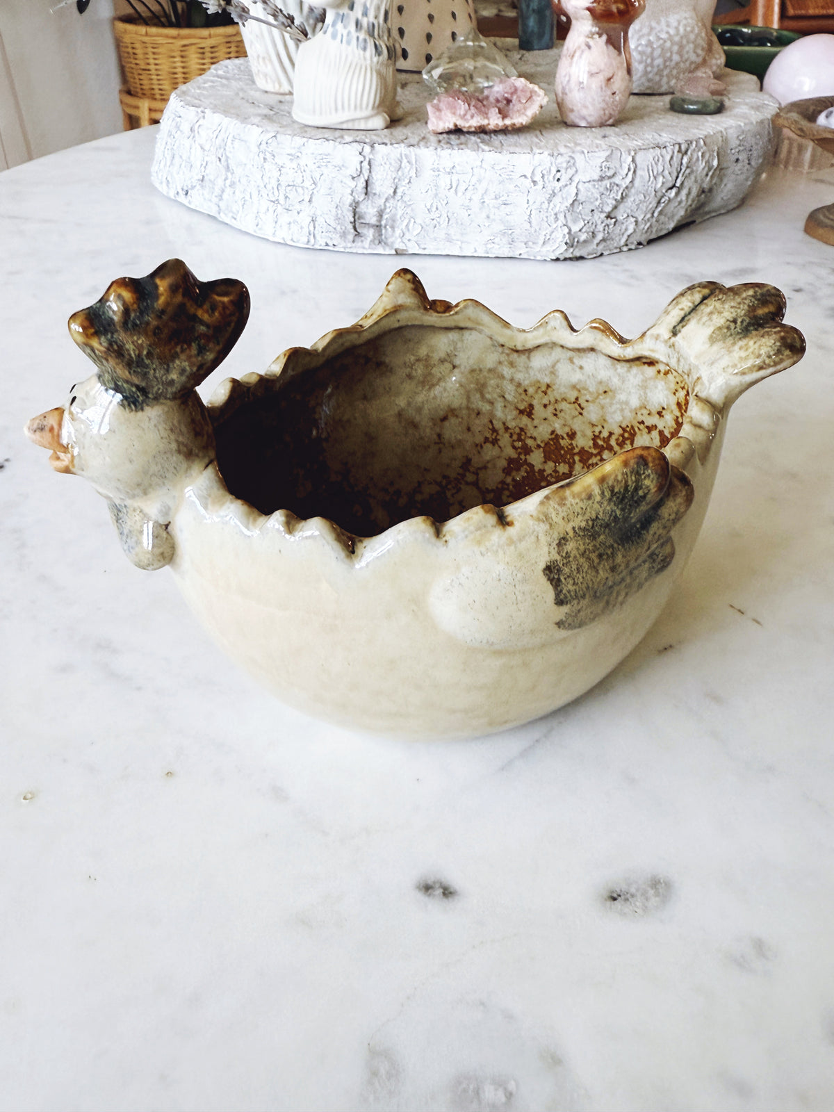 Handmade Chicken Planter Bowl 4"