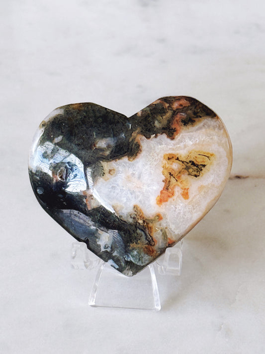 Moss Agate / Ocean Jasper HEART