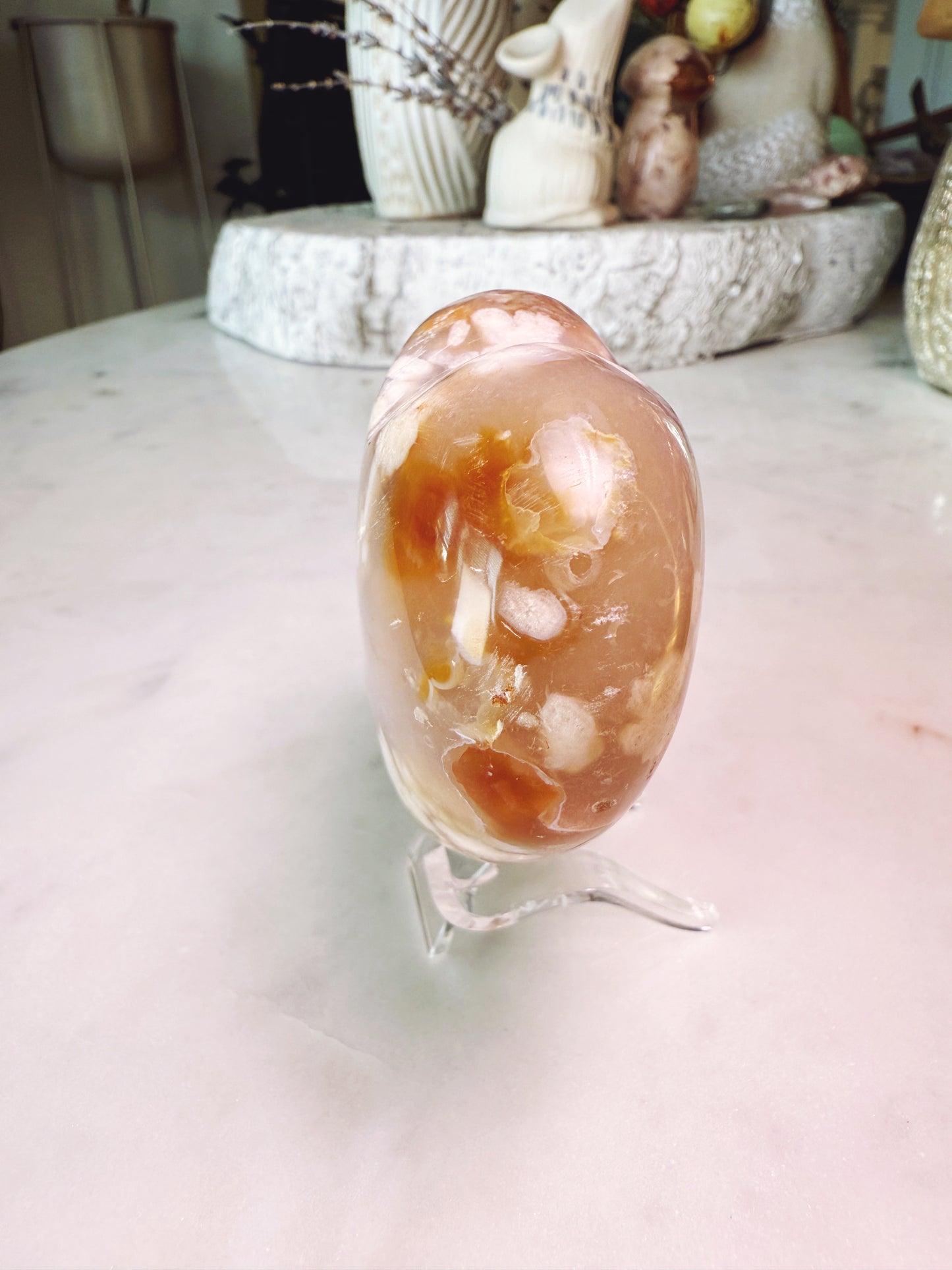 Flower Agate Large Puffy Heart