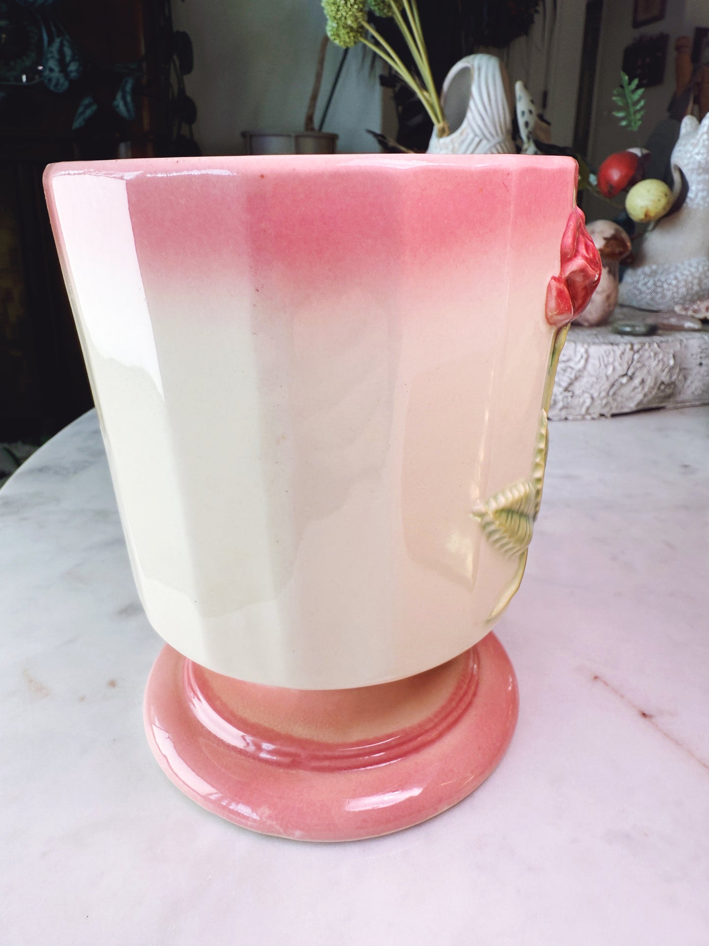 Vintage Hull Pottery #43 Pink Rose Planter