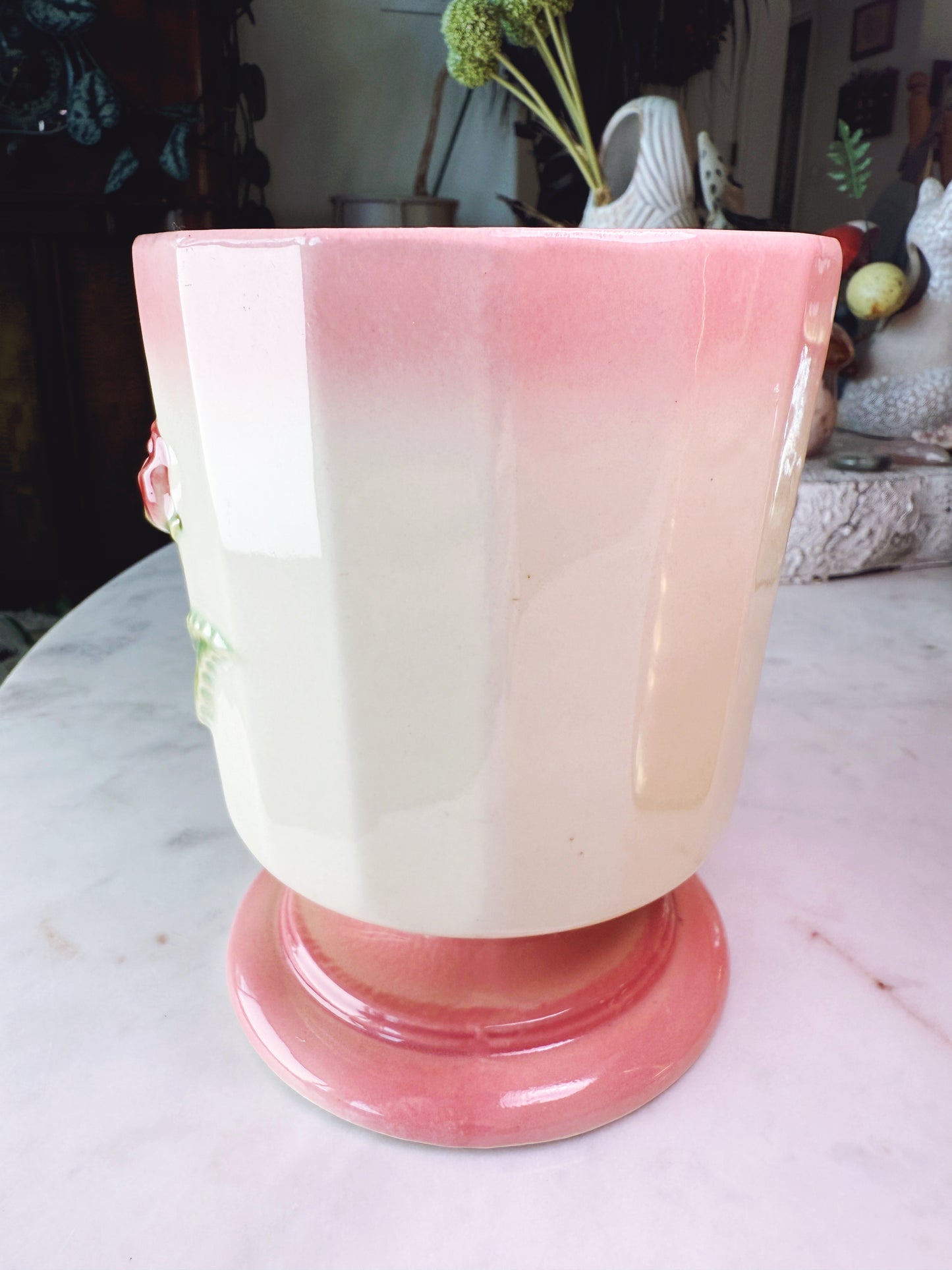 Vintage Hull Pottery #43 Pink Rose Planter
