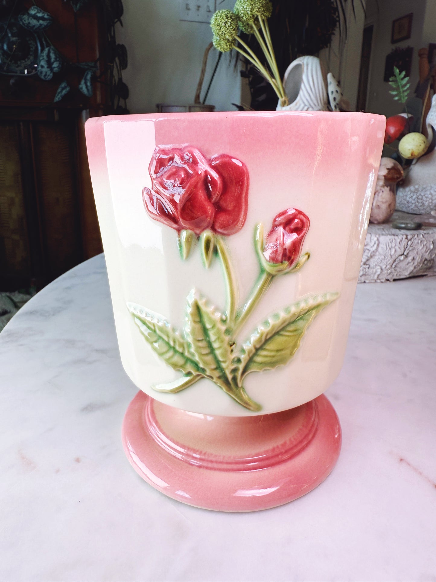 Vintage Hull Pottery #43 Pink Rose Planter