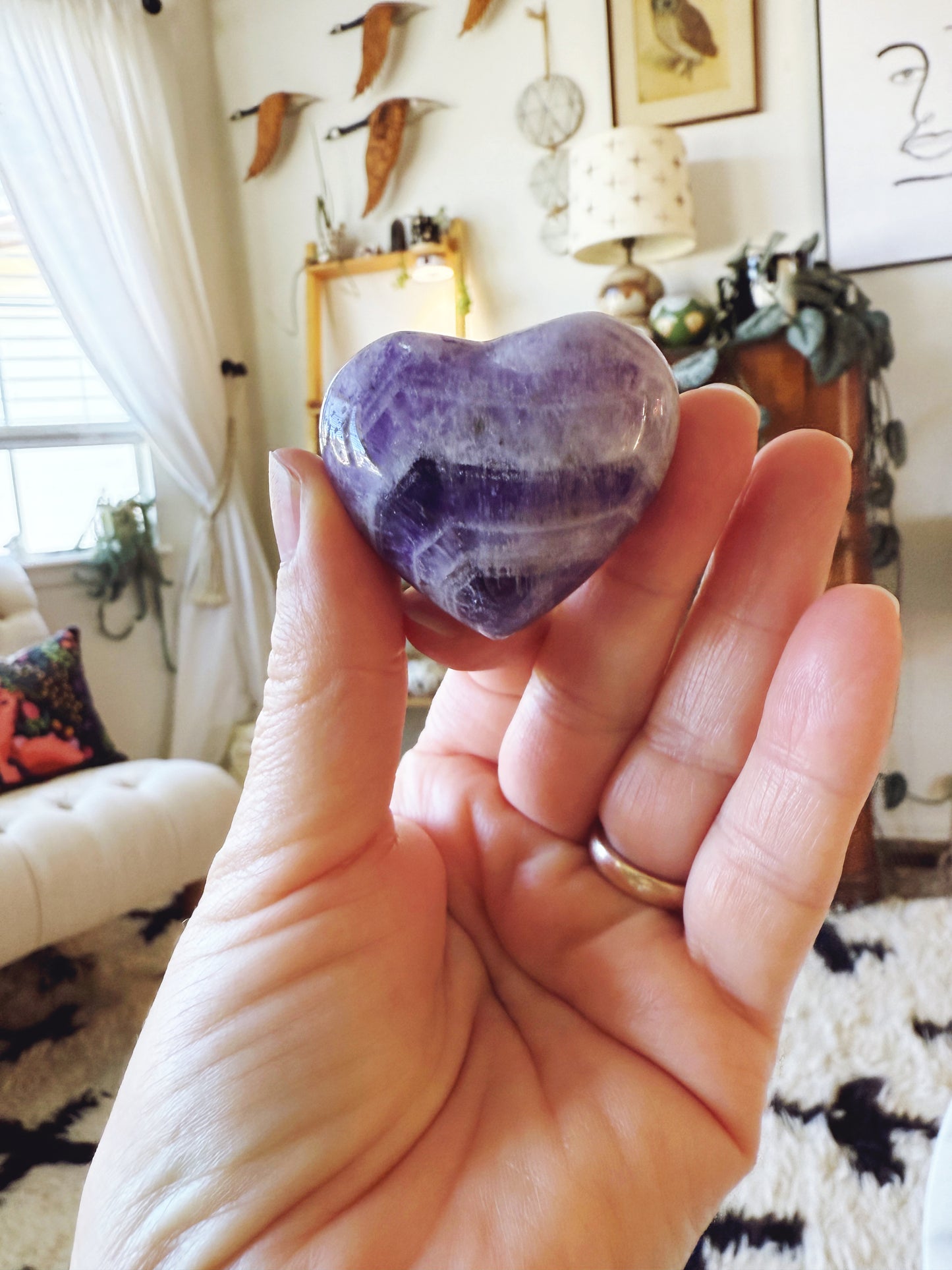 Chevron Amethyst Puffy Heart