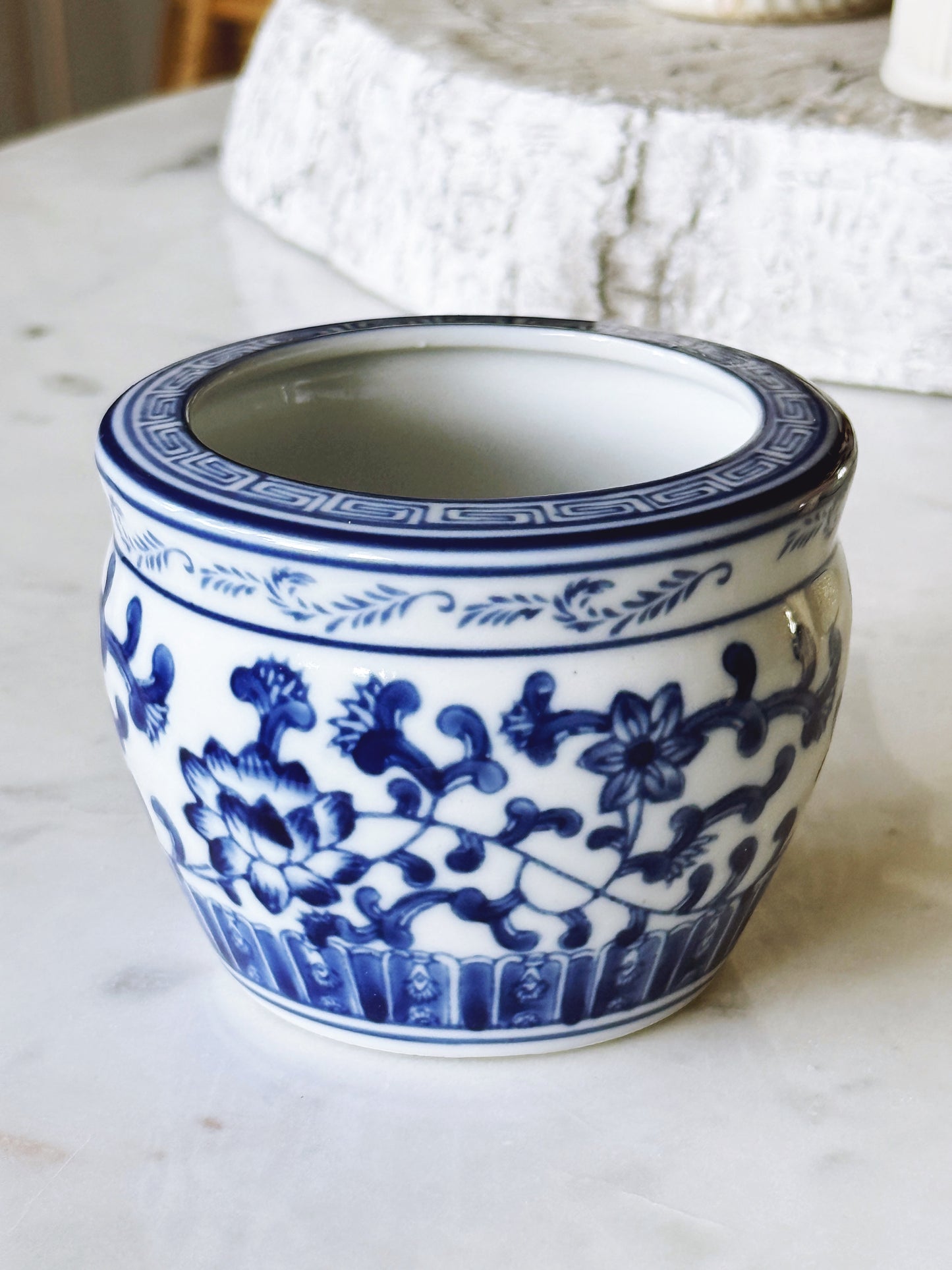Chinese Blue White Floral Small Planter