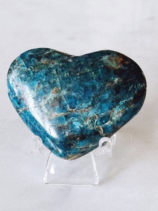 Blue Apatite Crystal Puffy Heart