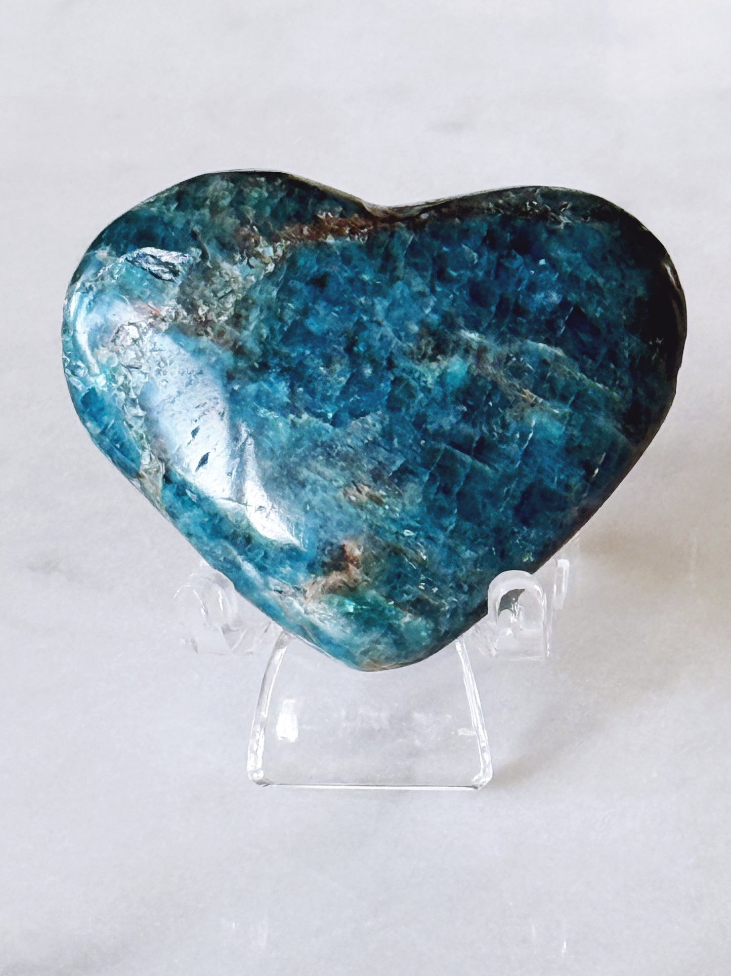 Blue Apatite Crystal Puffy Heart