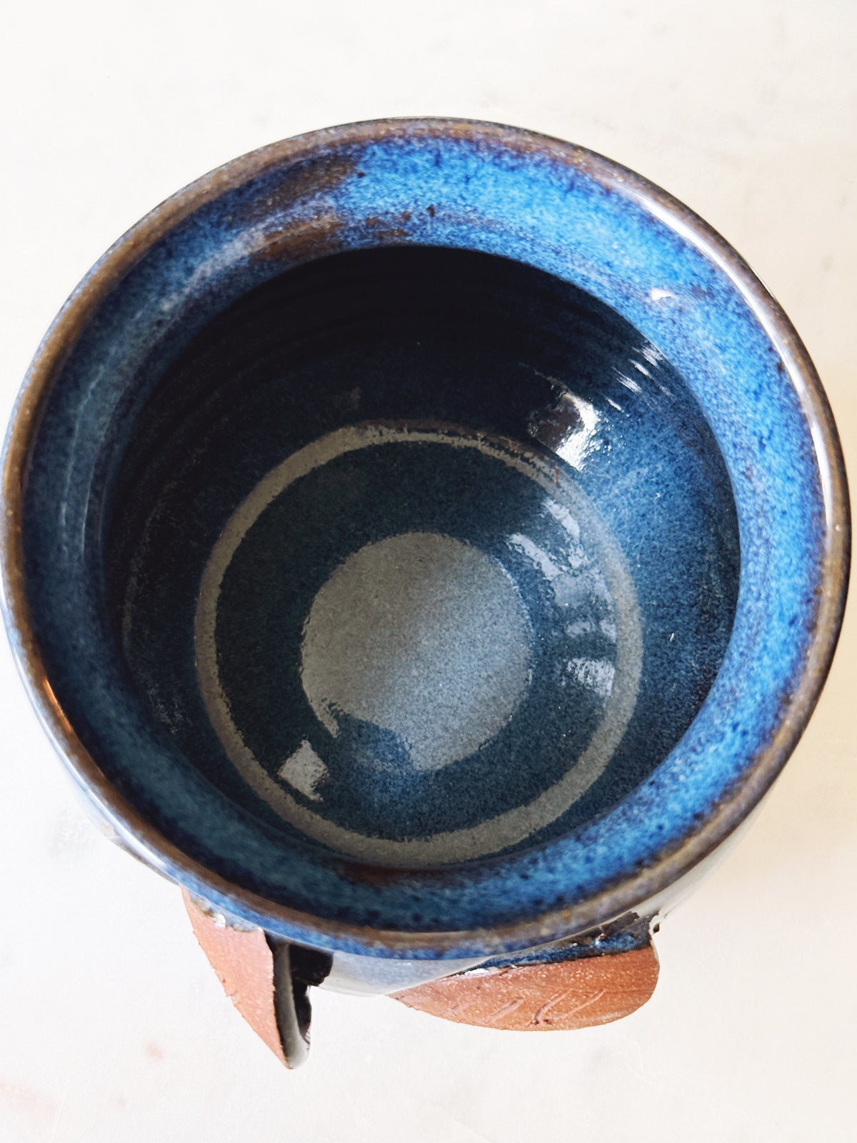 Handmade Blue Ceramic Leaf Candle Holder Cover Pot
