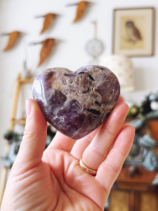 Chevron Amethyst Puffy Heart