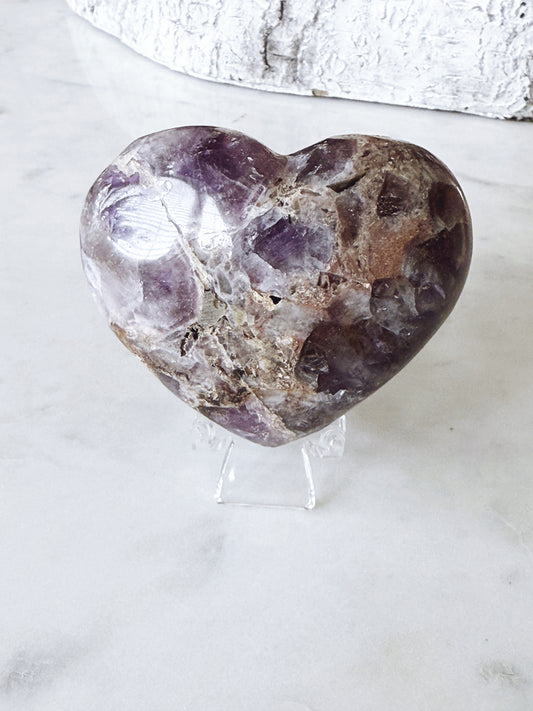Chevron Amethyst Puffy Heart