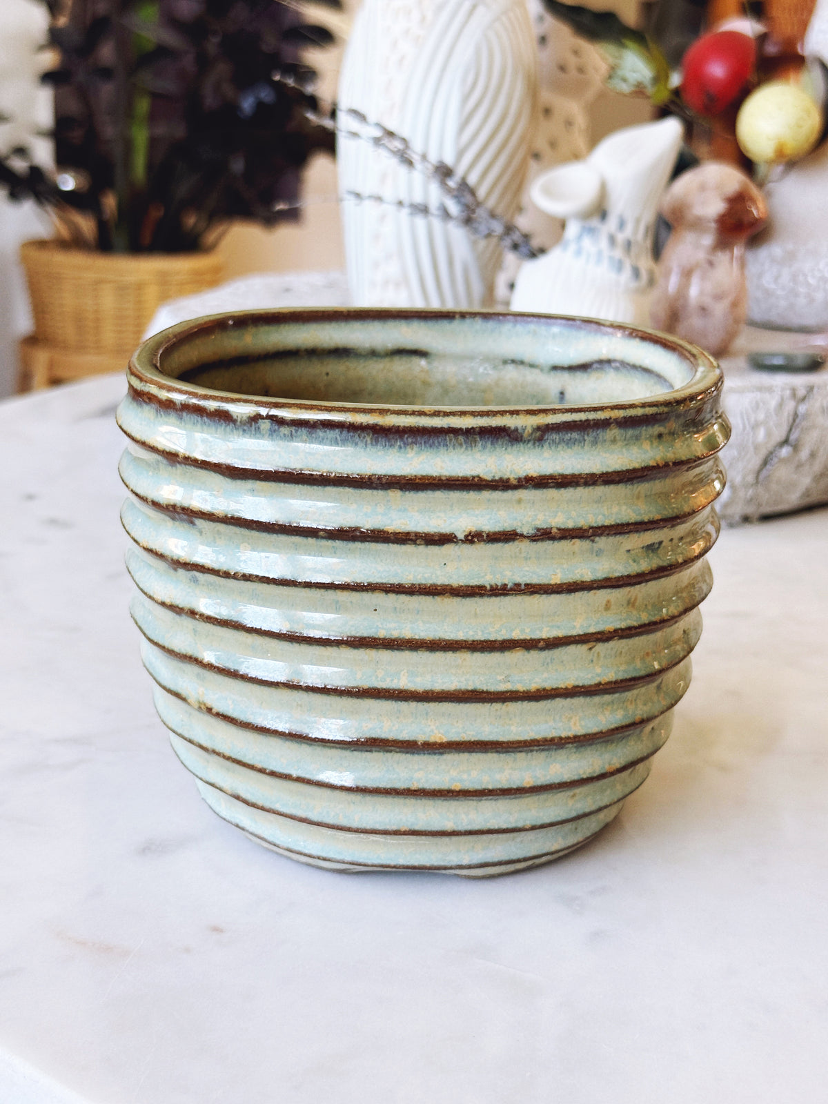 Handmade Green Ceramic Pottery Planter