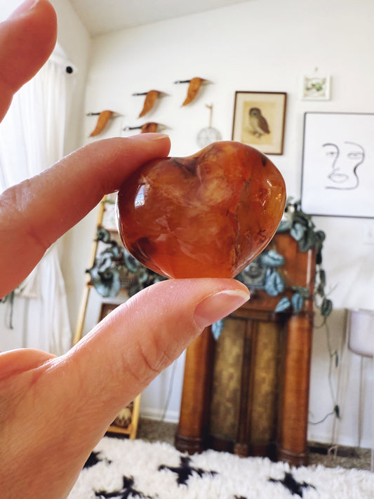 Red Carnelian Agate Puffy Heart