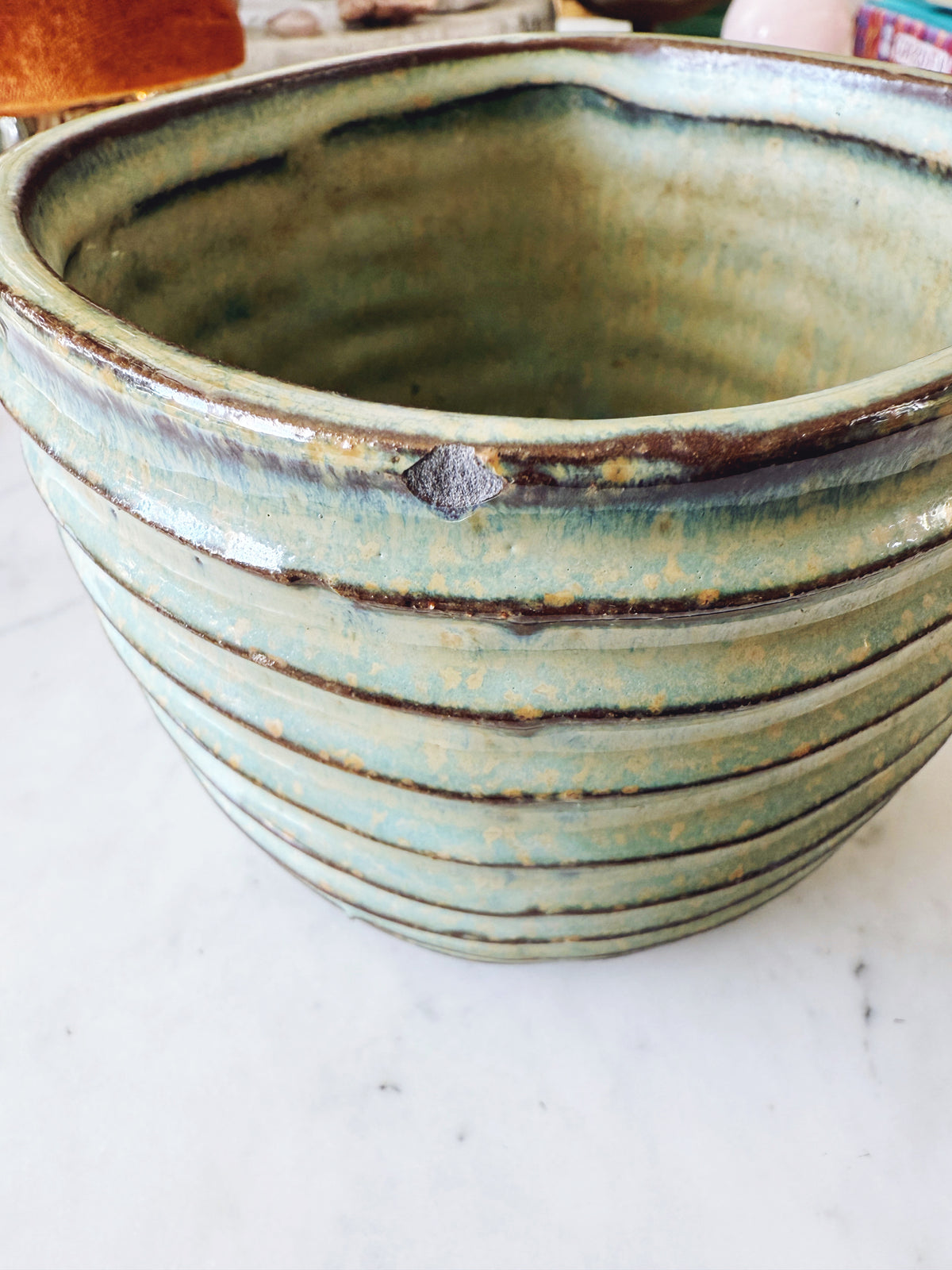 Handmade Green Ceramic Pottery Planter