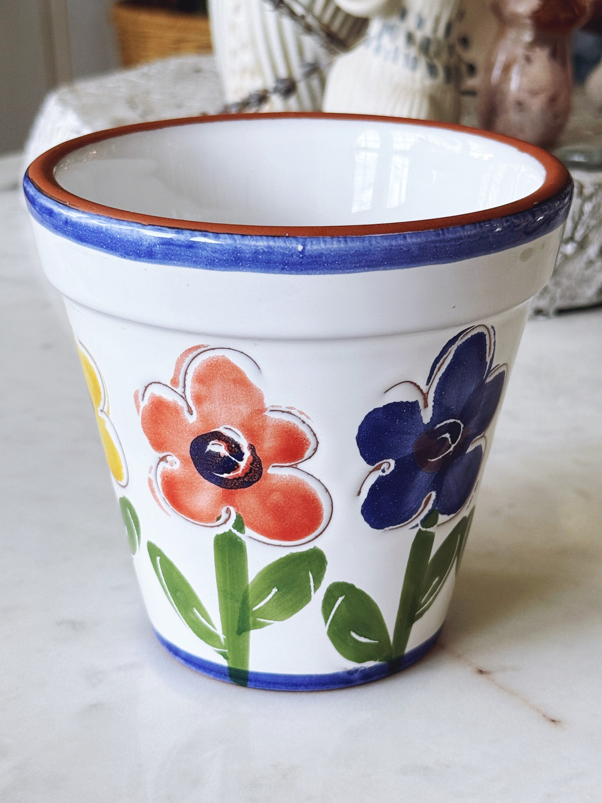 New England Pottery FLORAL Colorful Planter 4"