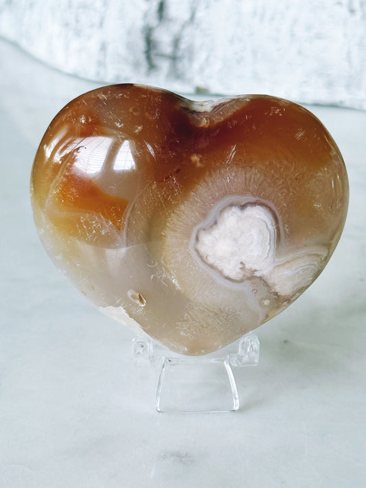 Flower Agate Large Puffy Heart