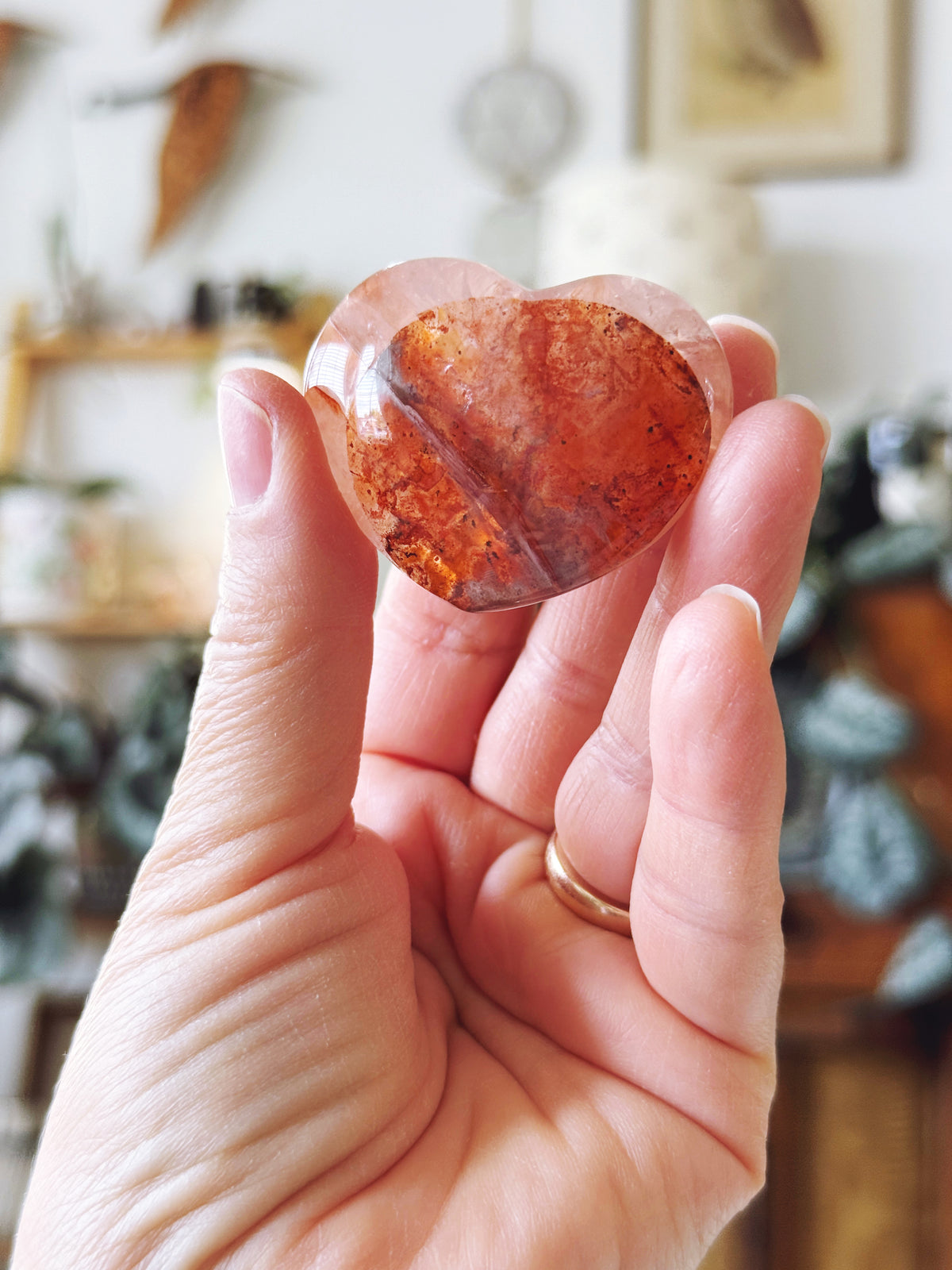 Fire Quartz Crystal Heart