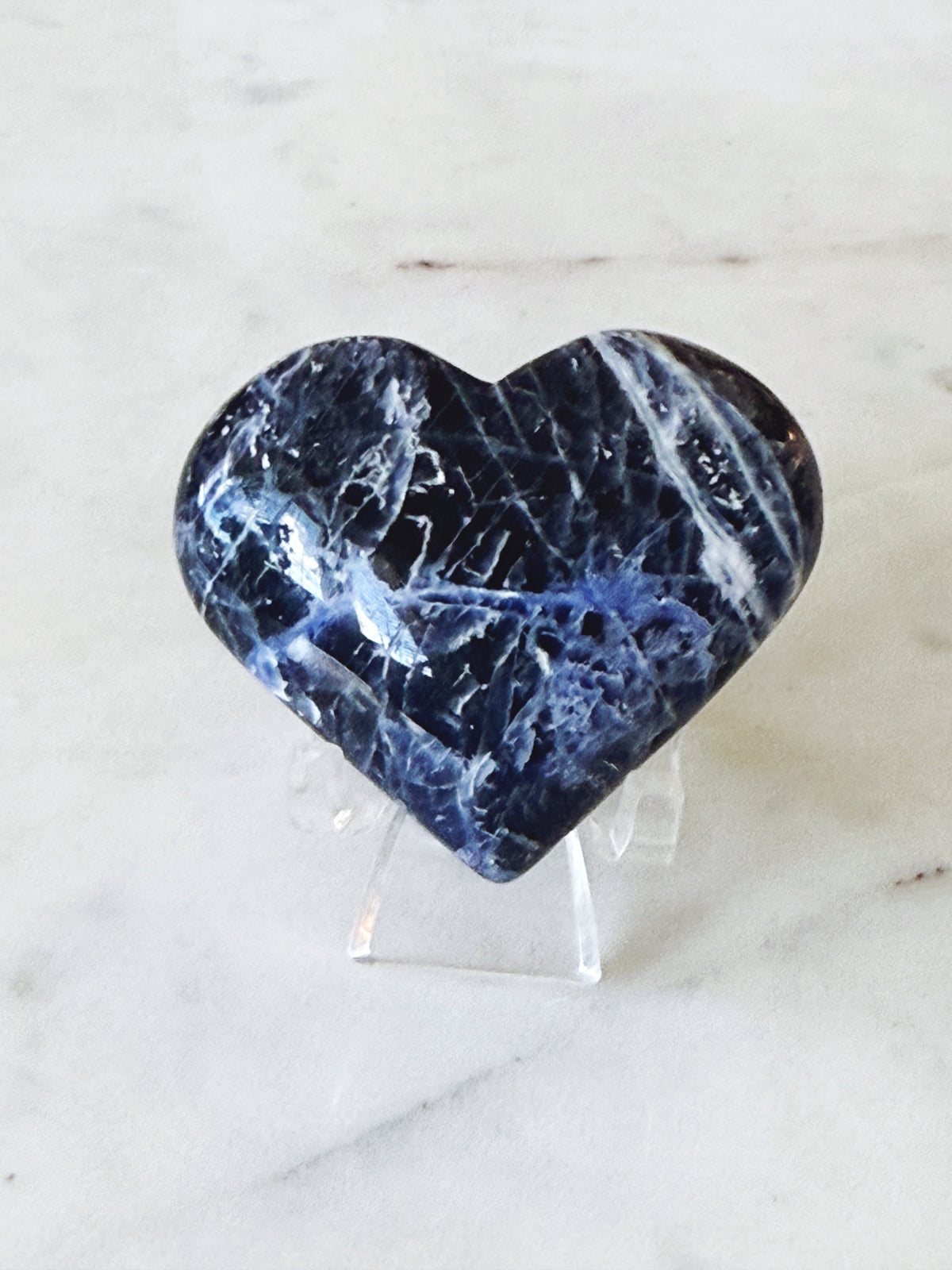 Sodalite Polished Crystal Heart