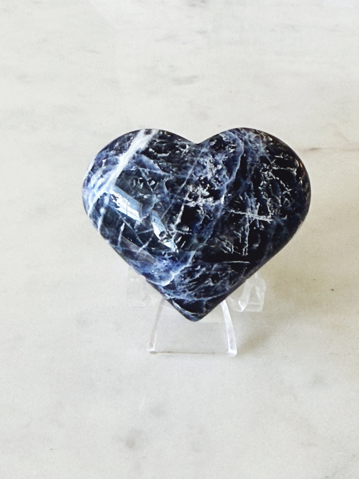 Sodalite Polished Crystal Heart