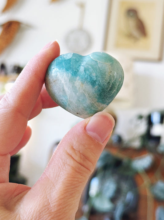 Amazonite Polished Crystal Heart