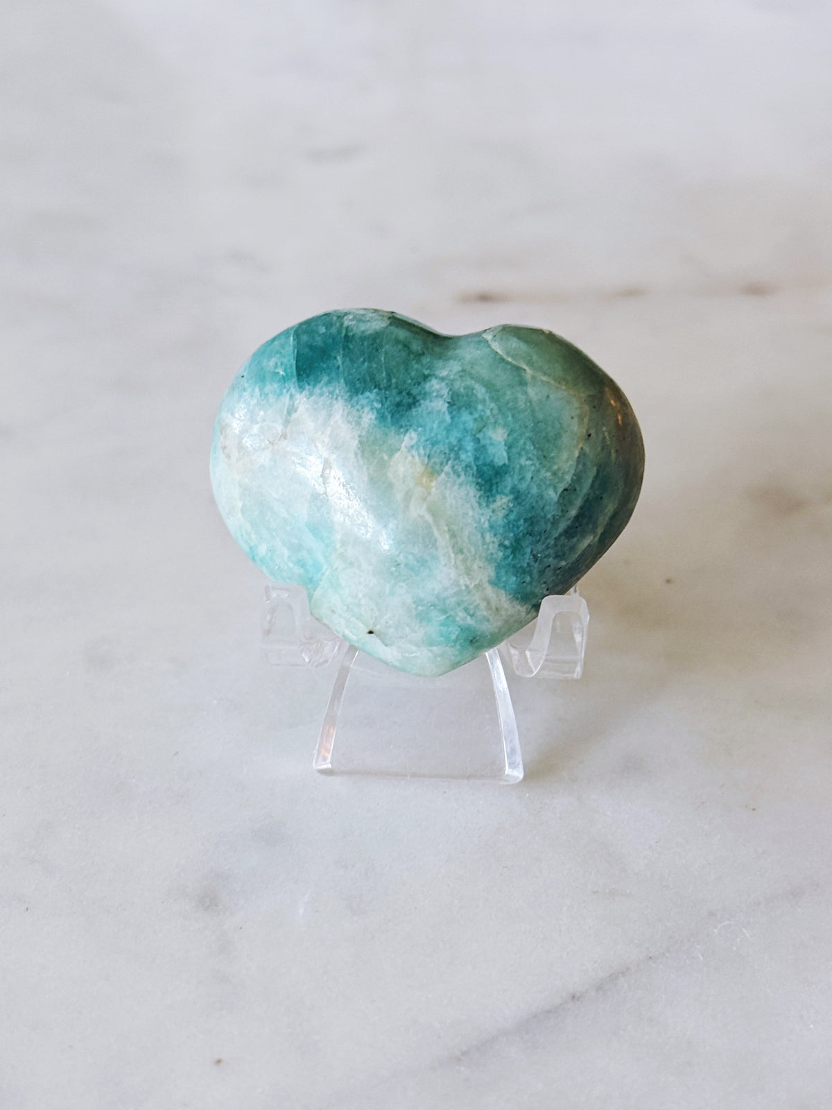 Amazonite Polished Crystal Heart