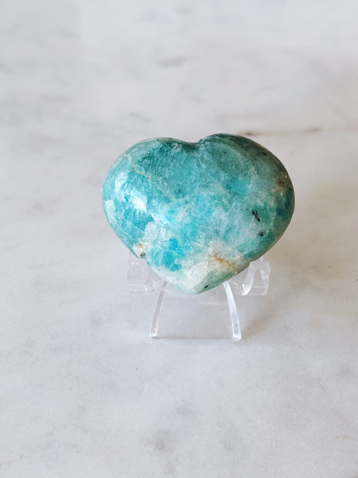 Amazonite Polished Crystal Heart