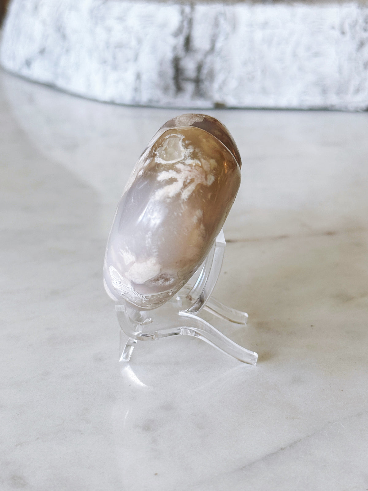 Flower Agate Puffy Heart
