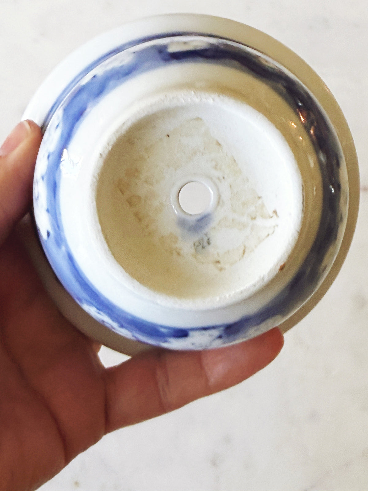 Blue White FLORAL Ceramic Planter 3"
