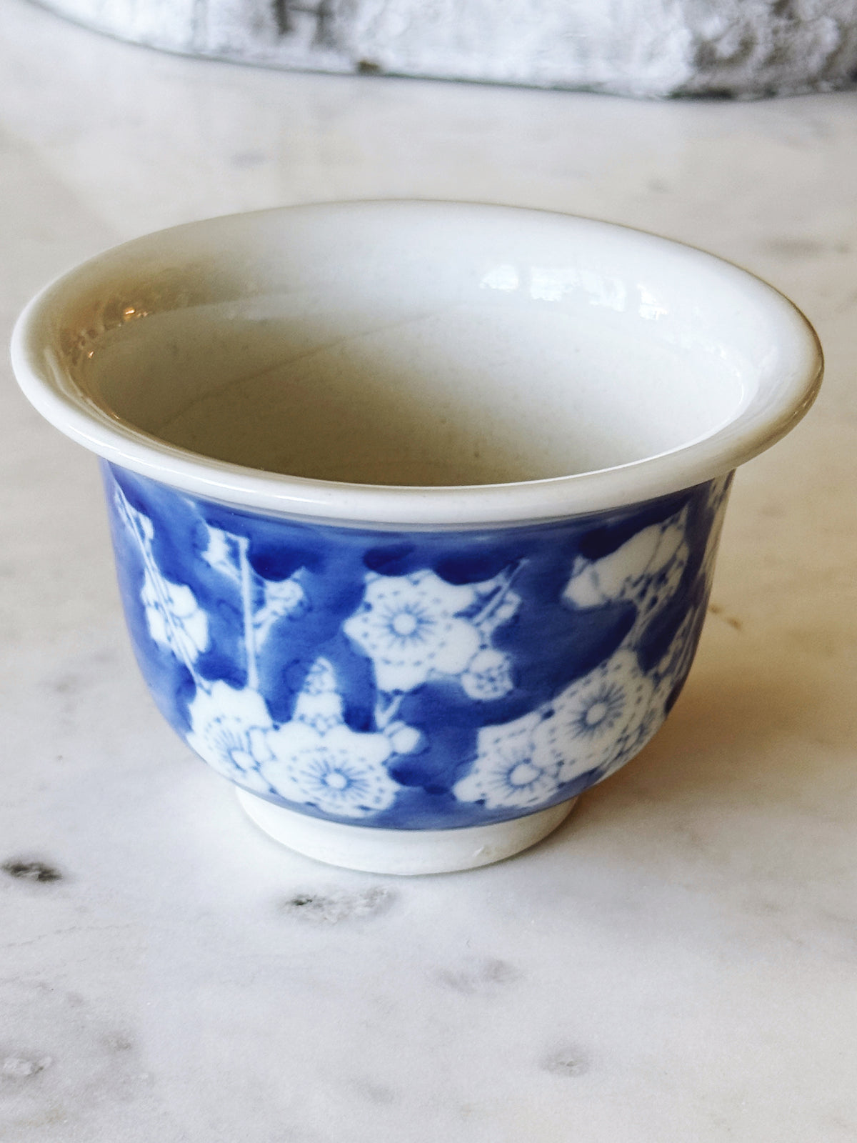 Blue White FLORAL Ceramic Planter 3"