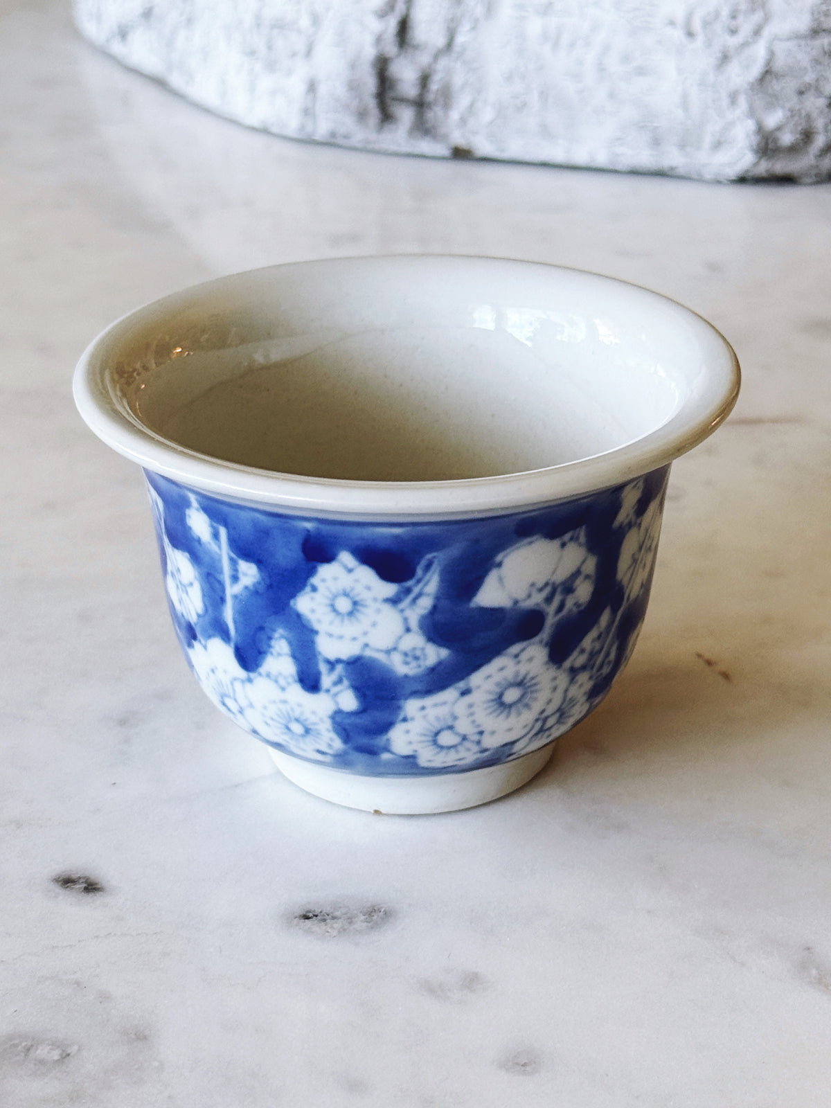 Blue White FLORAL Ceramic Planter 3"