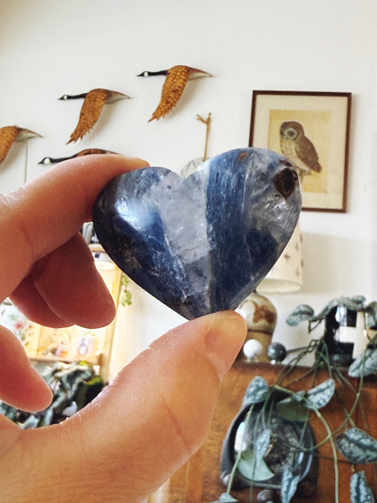 Blue Kayanite Carved Crystal Heart
