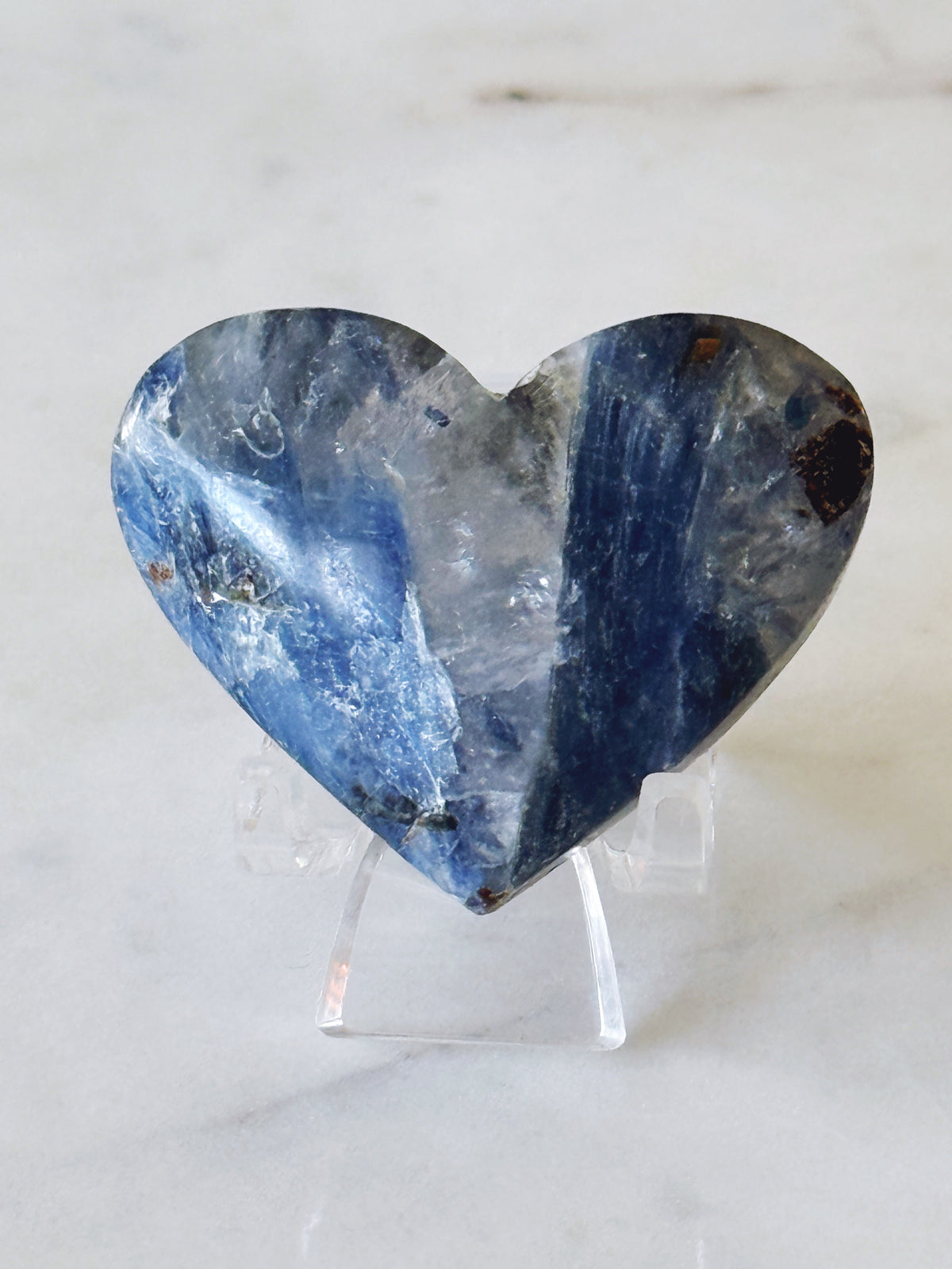 Blue Kayanite Carved Crystal Heart
