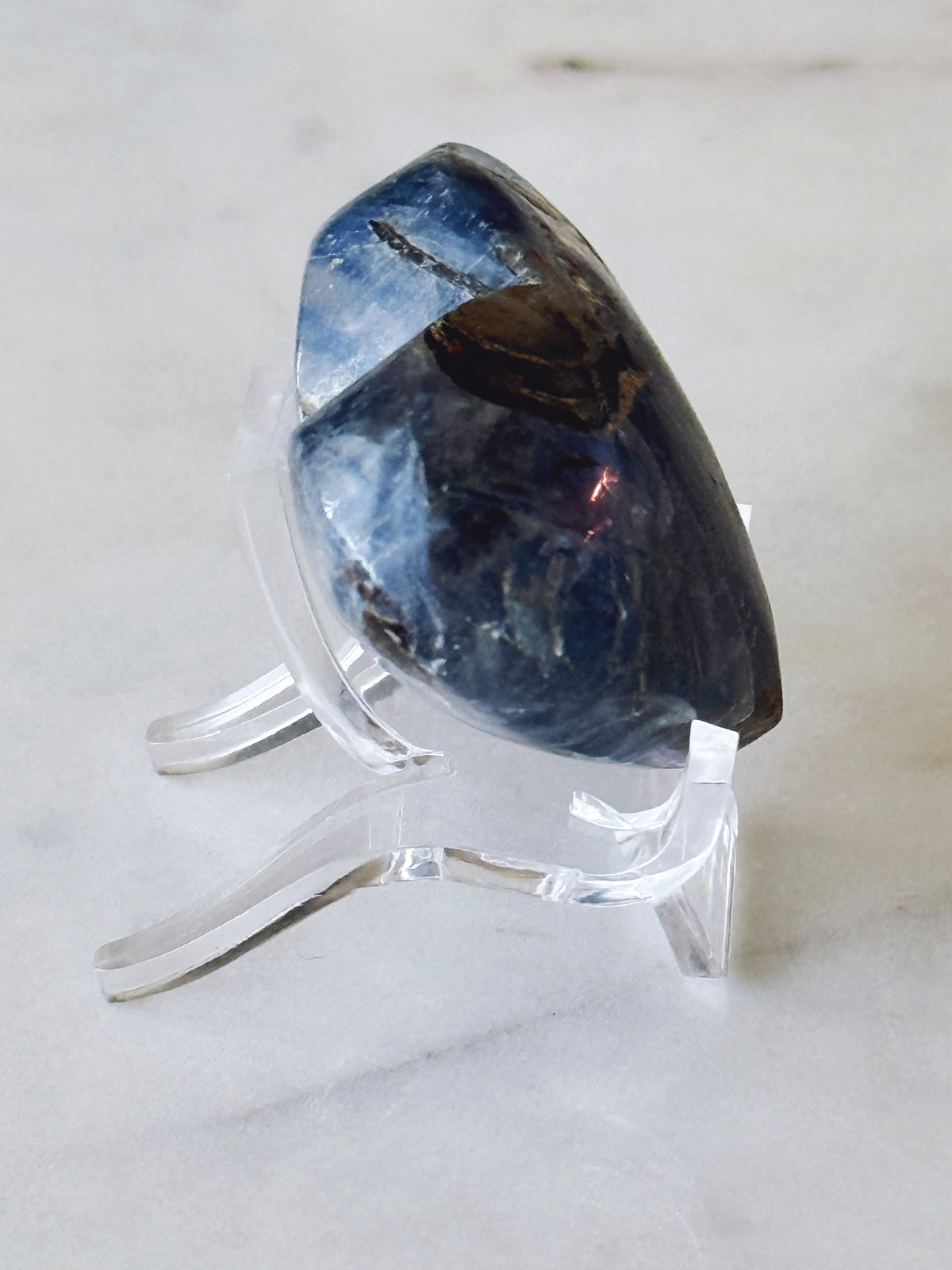 Blue Kayanite Carved Crystal Heart