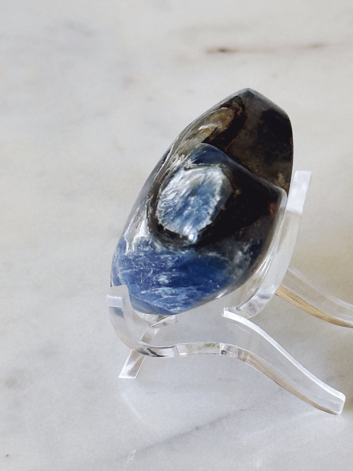 Blue Kayanite Carved Crystal Heart