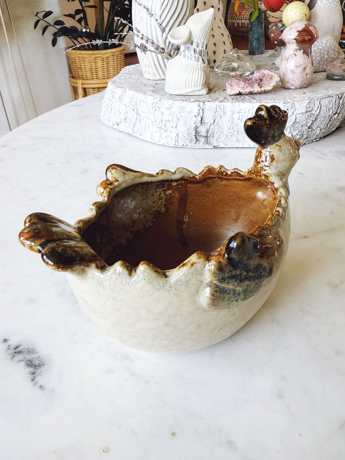 Handmade Chicken Planter Bowl 4"