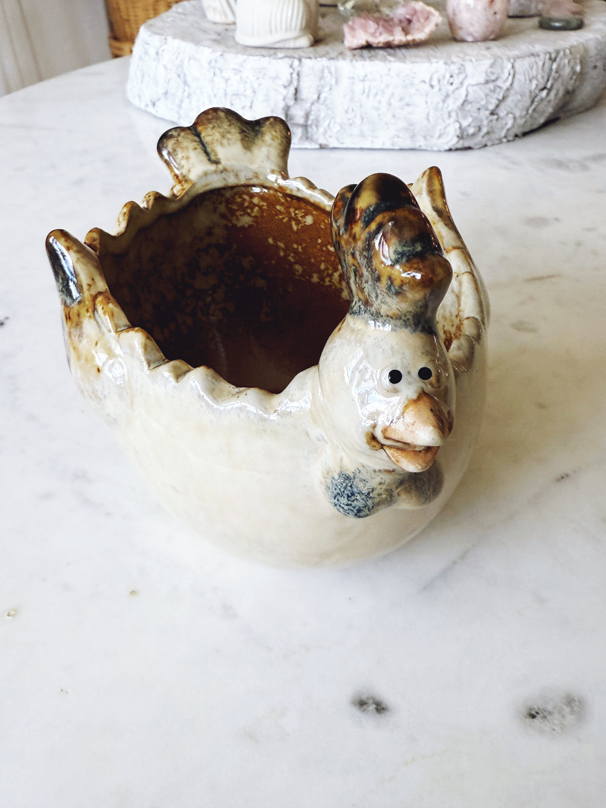 Handmade Chicken Planter Bowl 4"
