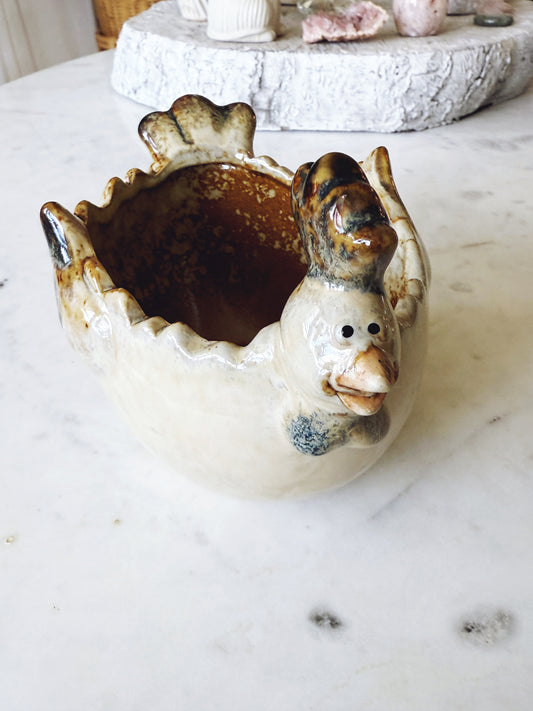 Handmade Chicken Planter Bowl 4"