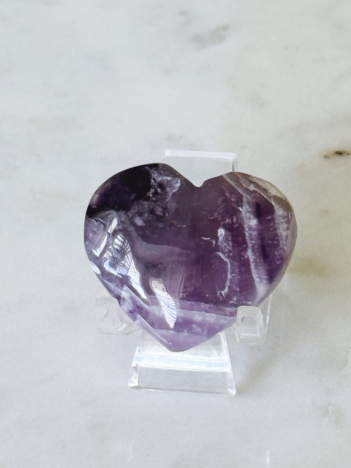 Chevron Amethyst Puffy Heart