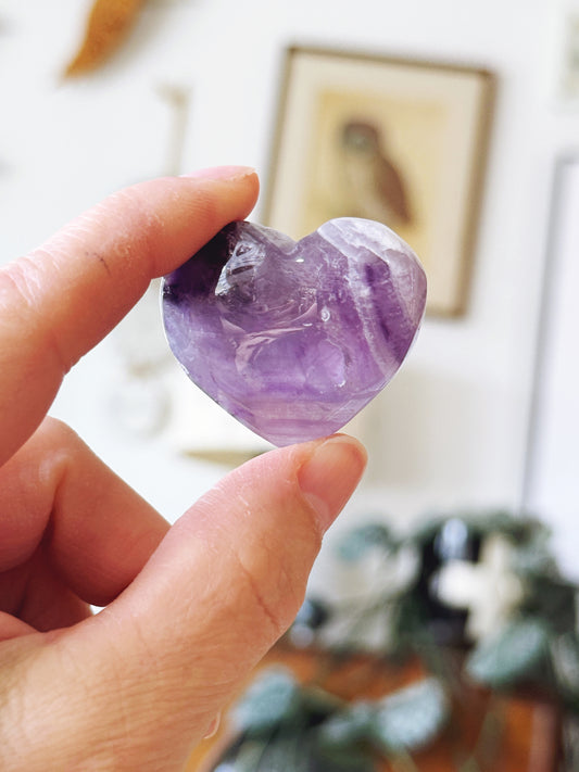 Chevron Amethyst Puffy Heart