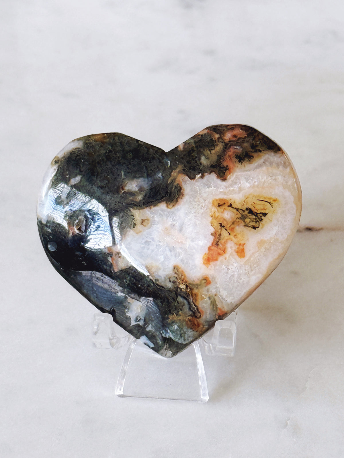 Moss Agate / Ocean Jasper HEART