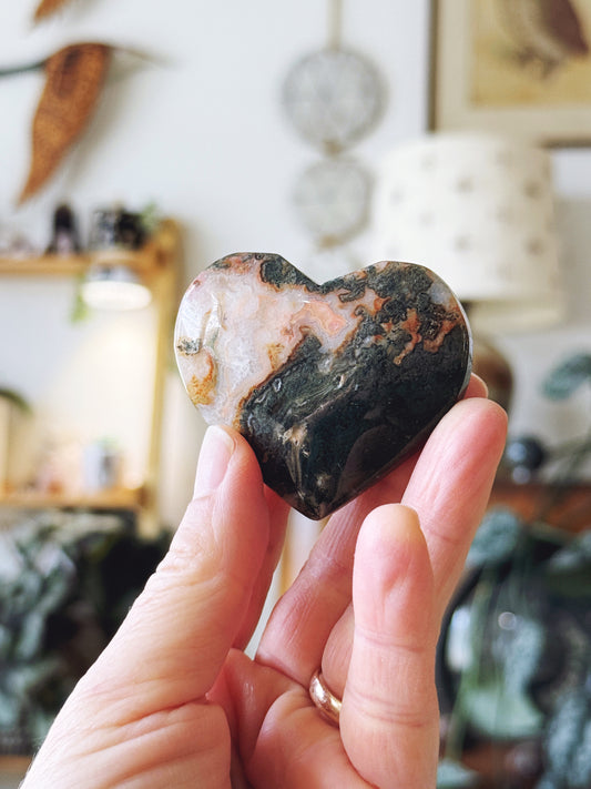Moss Agate / Ocean Jasper HEART